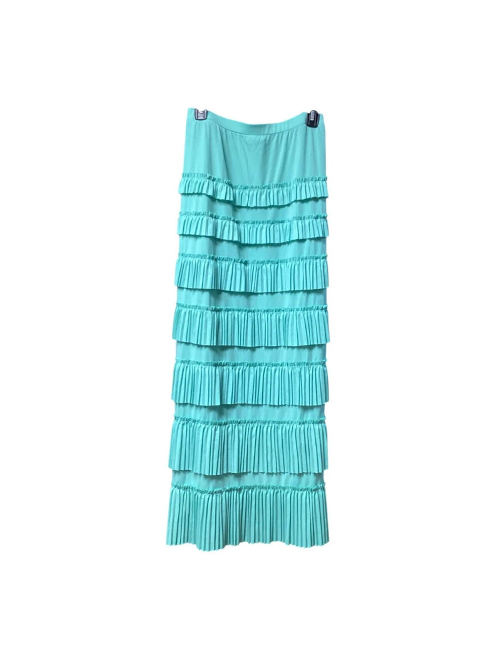 Shanna's Threads Women's Long Pleated Tier Skirt Sz 2X Mint Green EUC
